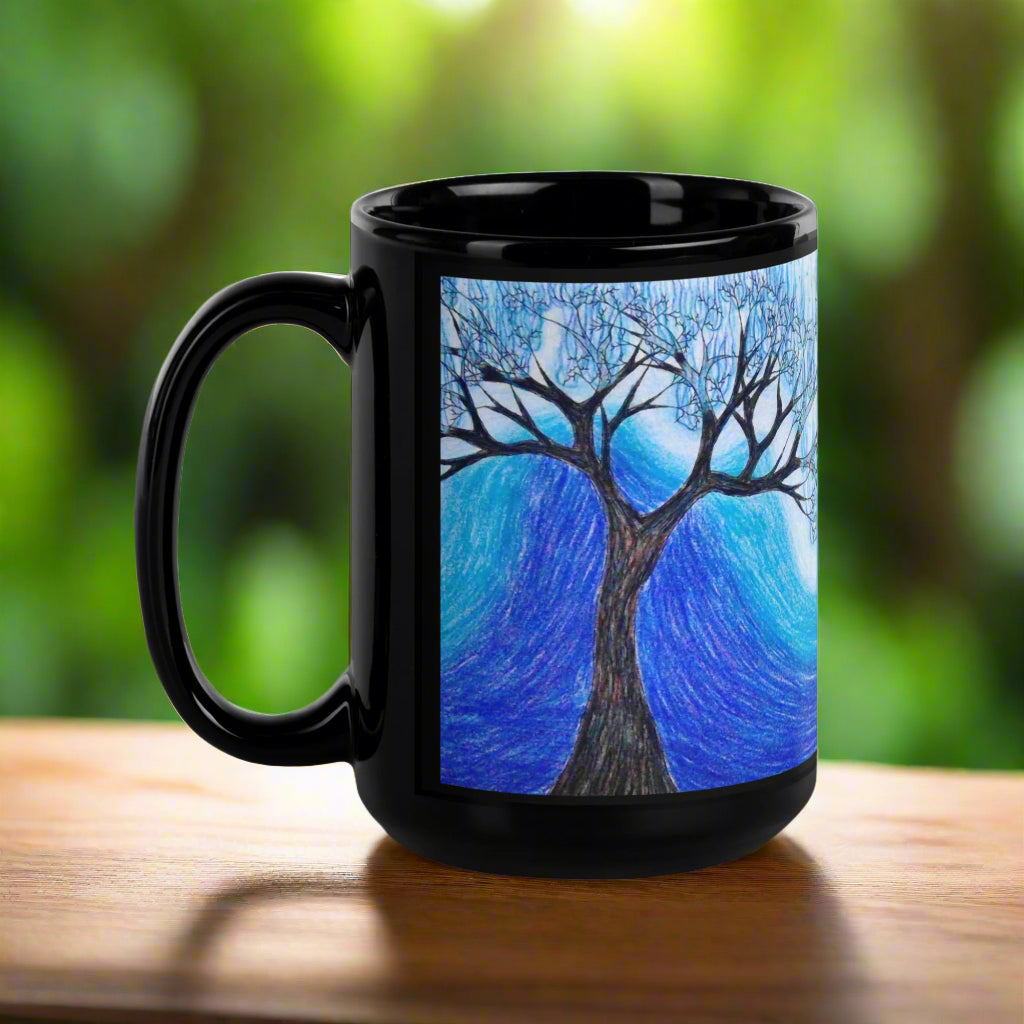 Blue Burning Tree | Ceramic Glossy Mug