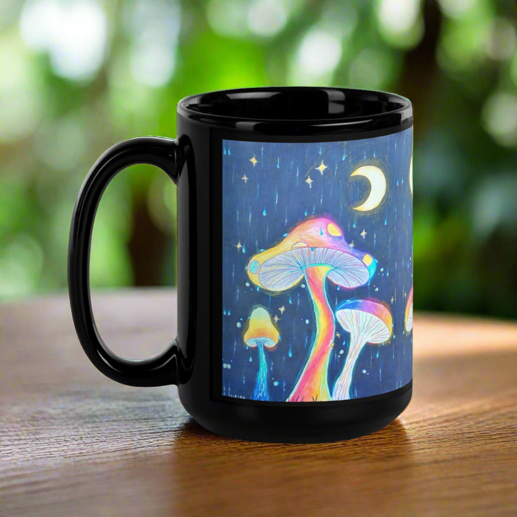 Glowing Mushrooms in the Night | Ceramic Glossy Mug
