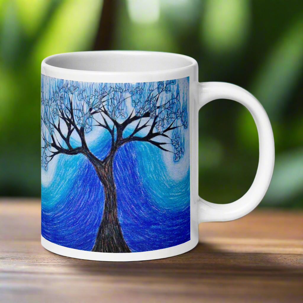 Blue Burning Tree | Ceramic Glossy Mug