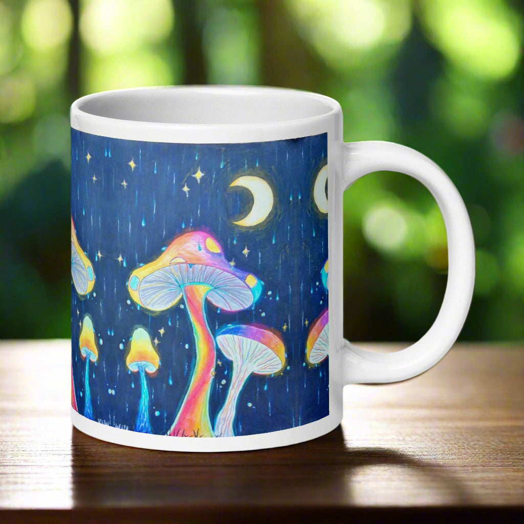 Glowing Mushrooms in the Night | Ceramic Glossy Mug