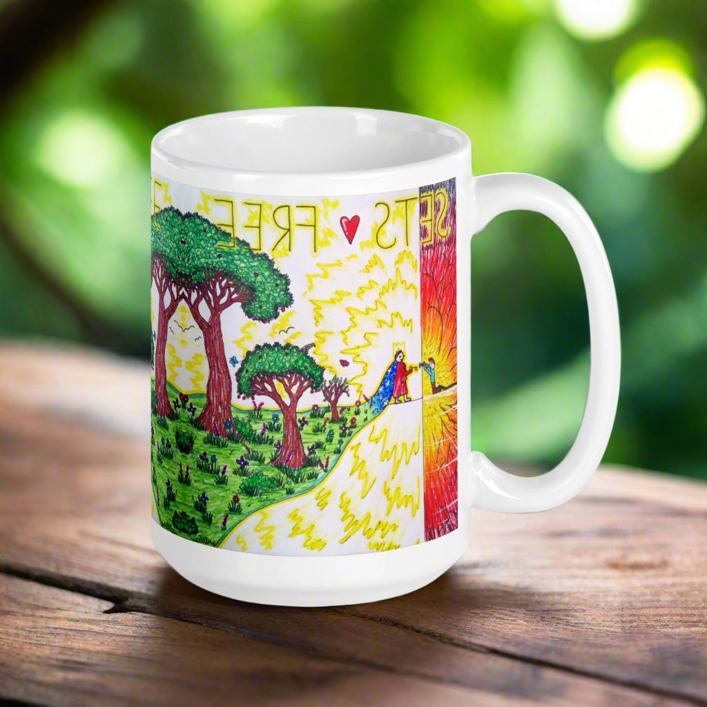Jesus Sets Free | Ceramic Glossy Mug